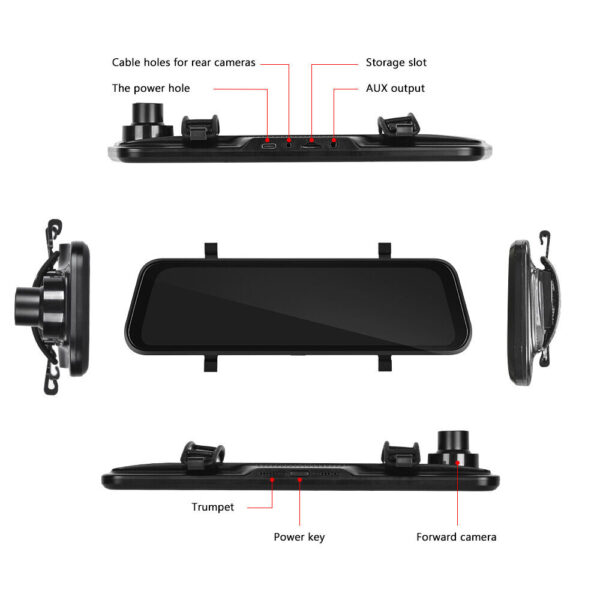 10 Inch Android Dual Lens Car Dash Cam Full 1080p - Image 2